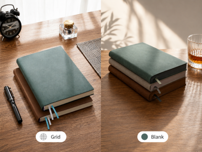 A5 journal page style options with grid and blank pages