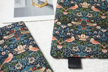 Premium Fabric Planner Cover Fits Hobonichi A5 Cousin & A6 Techo - William Morris Strawberry Thief Style