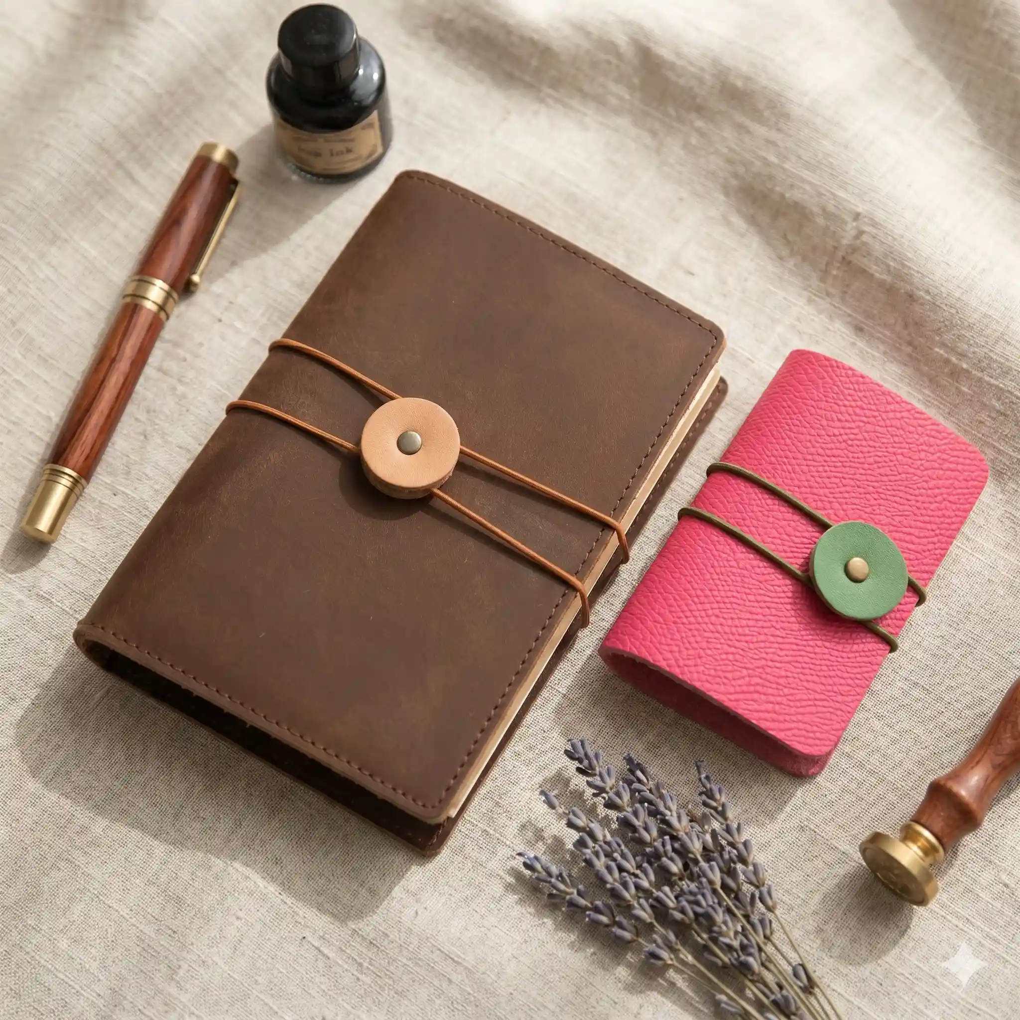 Aesthetic Leather Journal Bandolier - Premium Elastic Closure for Hobonichi & Travelers Notebooks