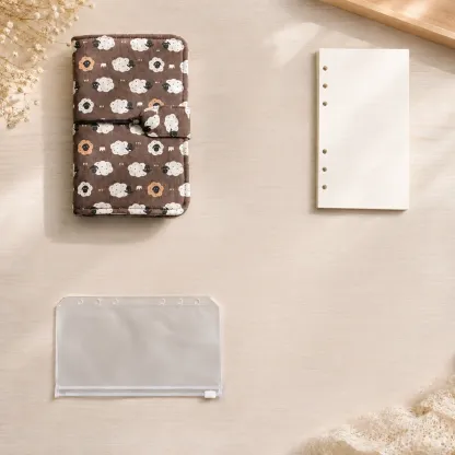 Sheep print budget binder set with dotted refill paper and zipper pouch