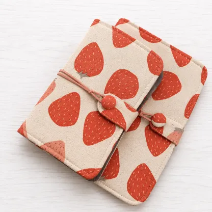 Strawberry fabric A5 A6 budget binder covers with cord closure