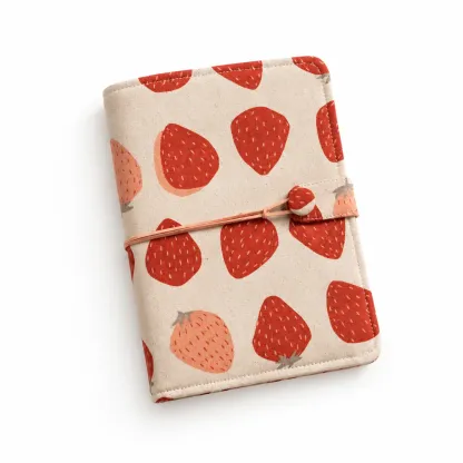 Strawberry A5 A6 fabric budget binder cover on white background