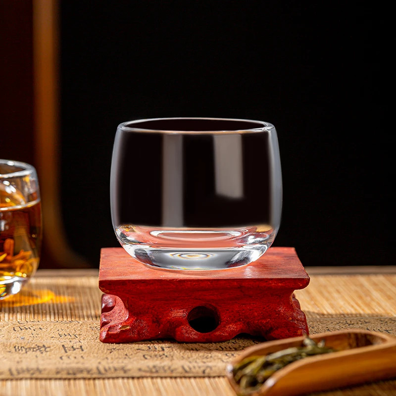 두꺼운 볼륨감 있는 투명 유리컵 내열 손잡이 없는 주인잔 가정용 다용도 물잔 머그 차 거름망