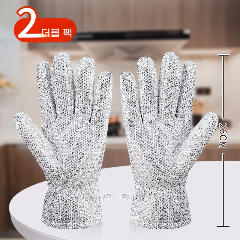 주방 청소 스틸 울 장갑 방한 기모 방수 두꺼운 설거지 내마모성 기름때 제거 스틸 와이어 걸레