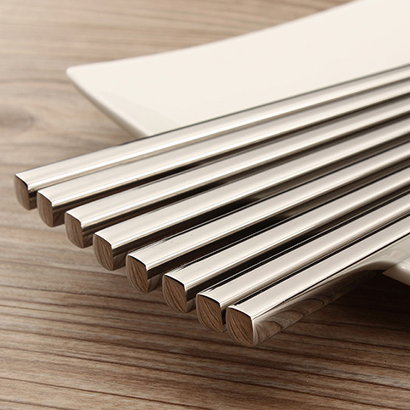 304 스테인리스 어린이 젓가락 세트 식기 각진 디자인 매끈한 마감 업소용 대량 주문 가능 10켤레