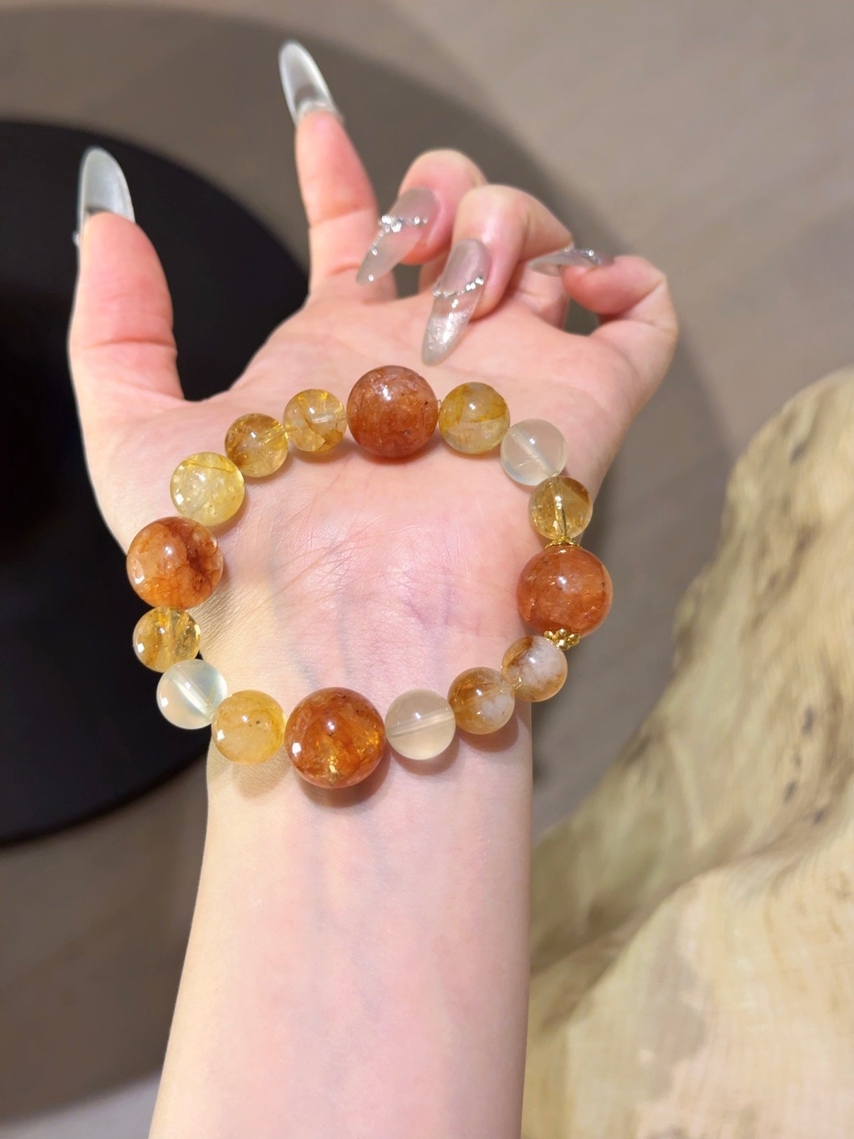 膠花黃塔晶手串