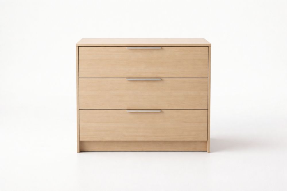 3-Drawer Dresser Natural Wood Veneer 80x45x75 cm