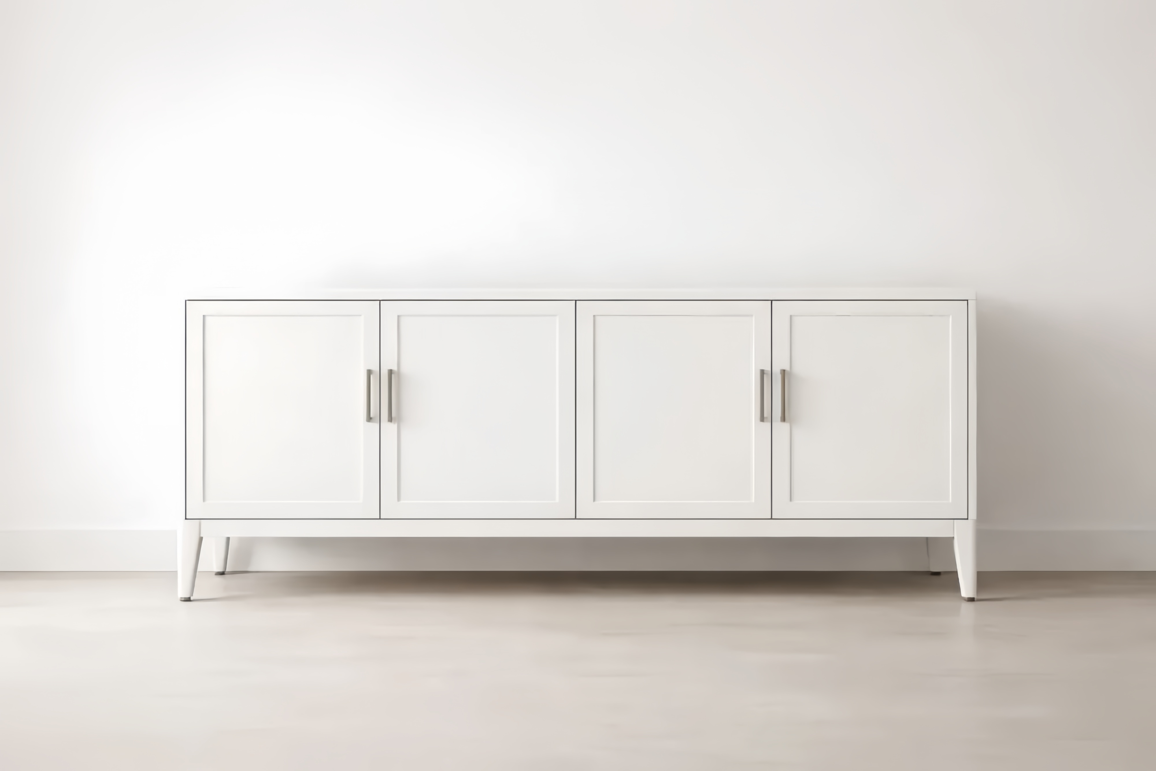 White Wood Sideboard Cabinet with Four Doors