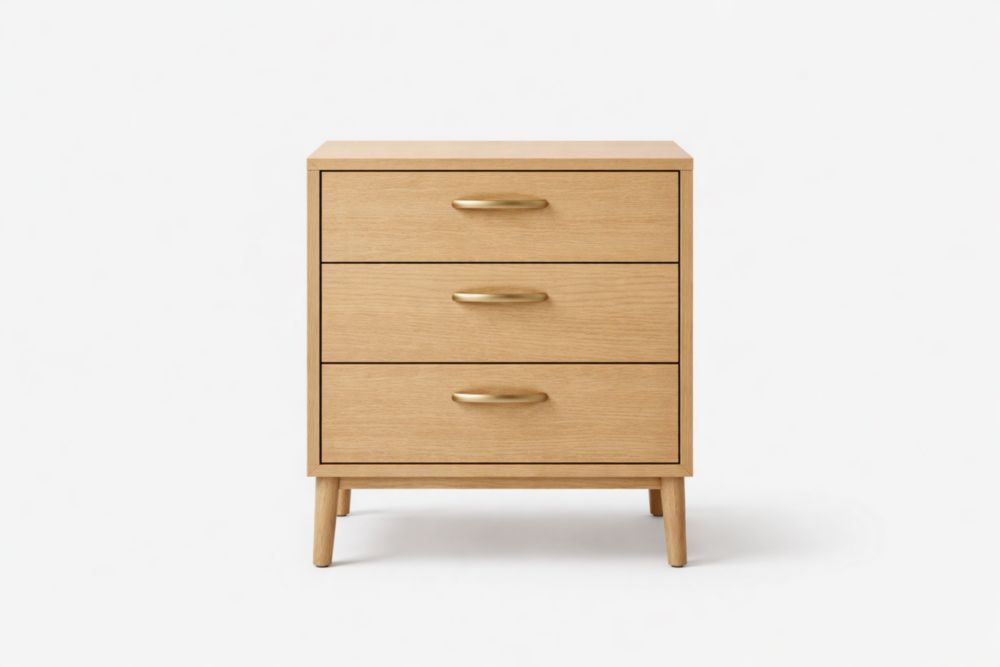 Wooden Three Drawer Chest Oak Finish
