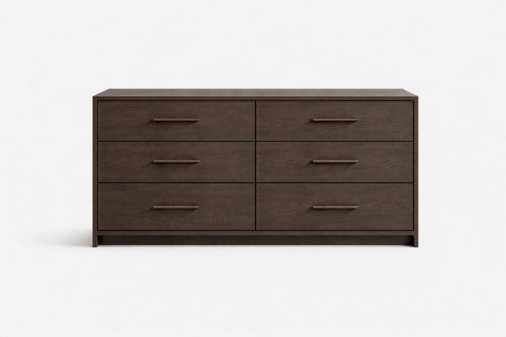 Wood Dresser with Six Drawers Brown