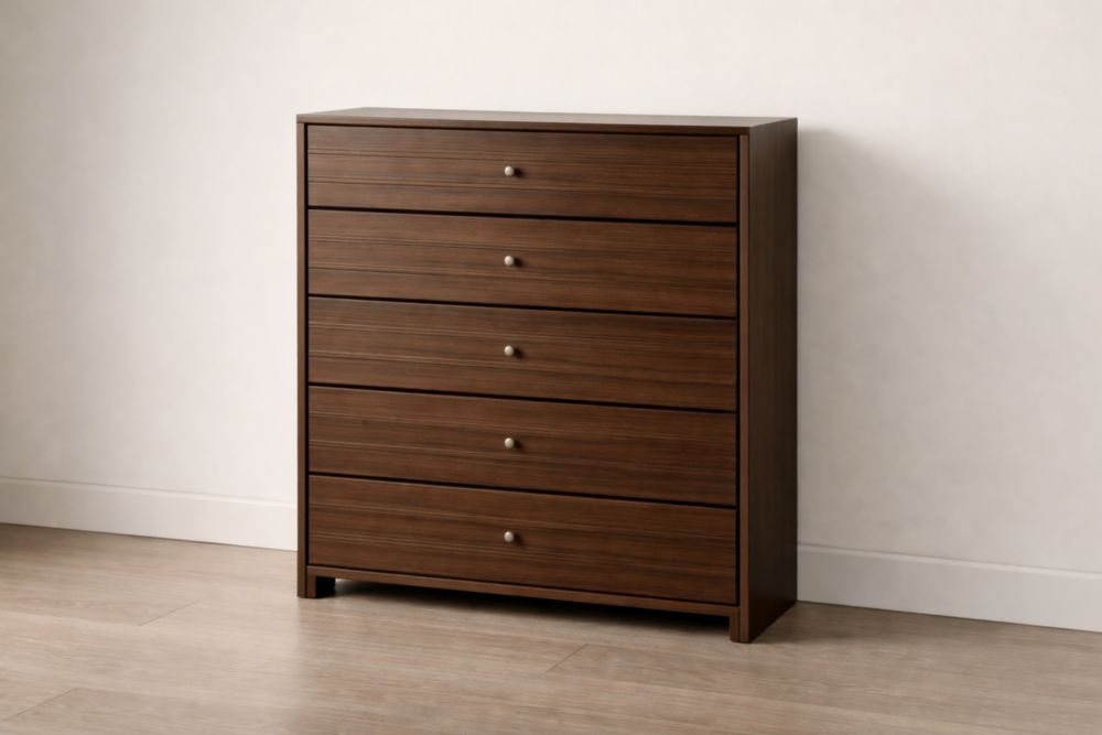 5-Drawer Solid Wood Dresser Brown 120x90x45 cm