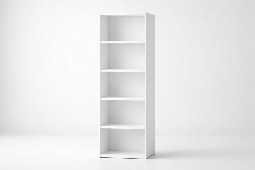 White 5-Shelf Bookcase MDF 180cm