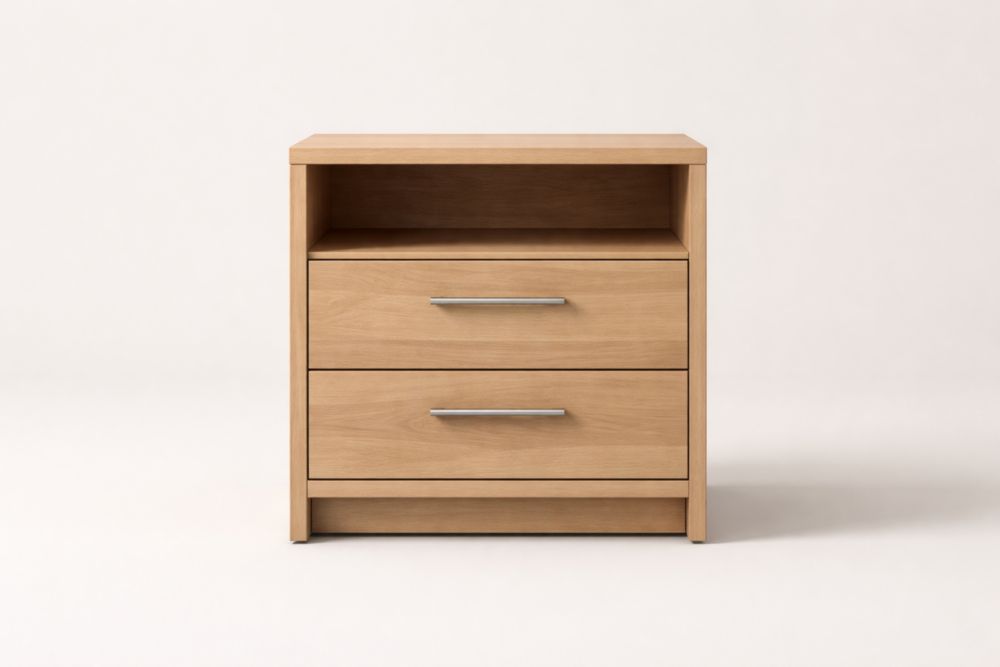 Wooden Nightstand with Two Drawers and Open Shelf 50cm x 40cm x 55cm
