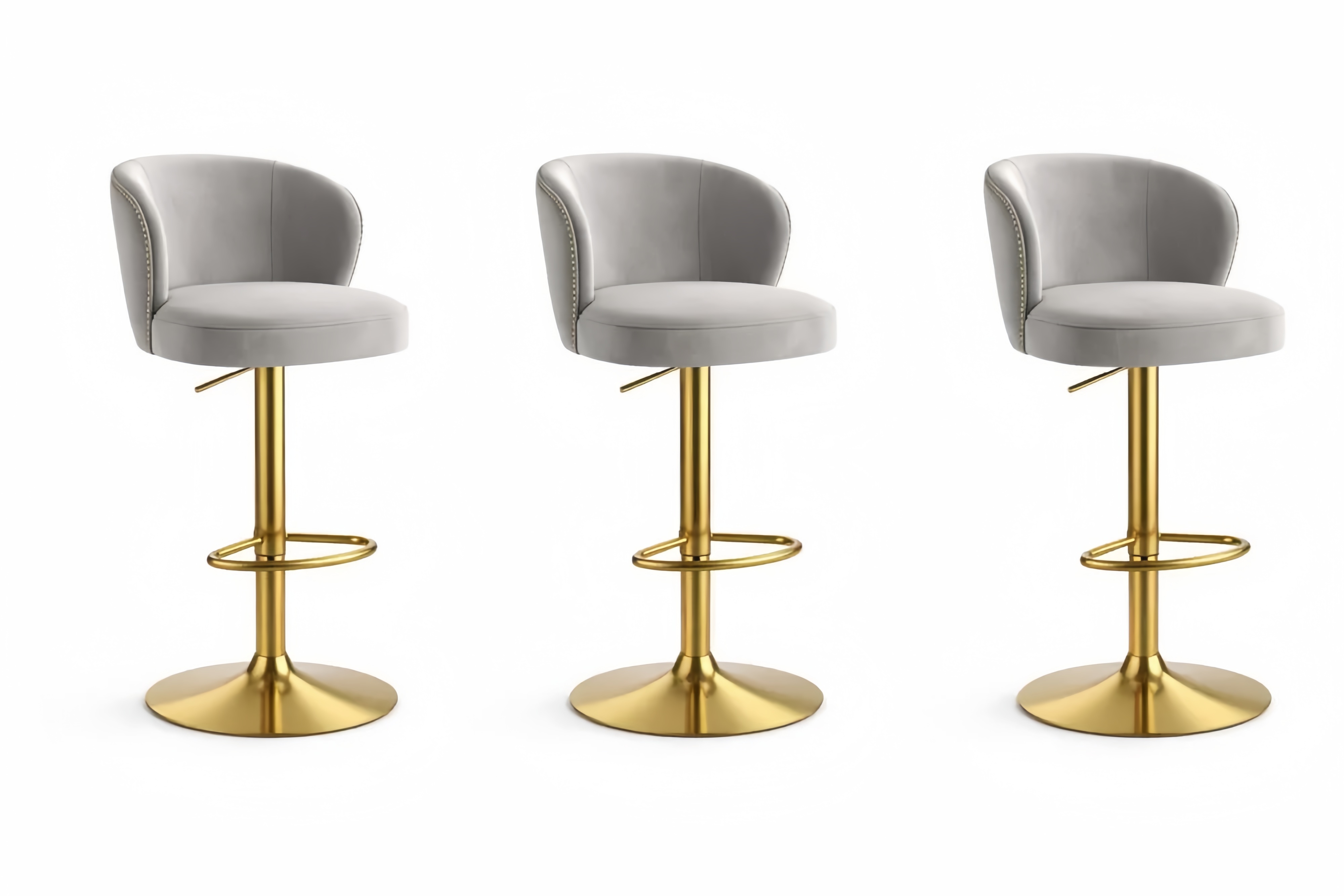 Adjustable Swivel Bar Stool Set Velvet and Gold Stainless Steel