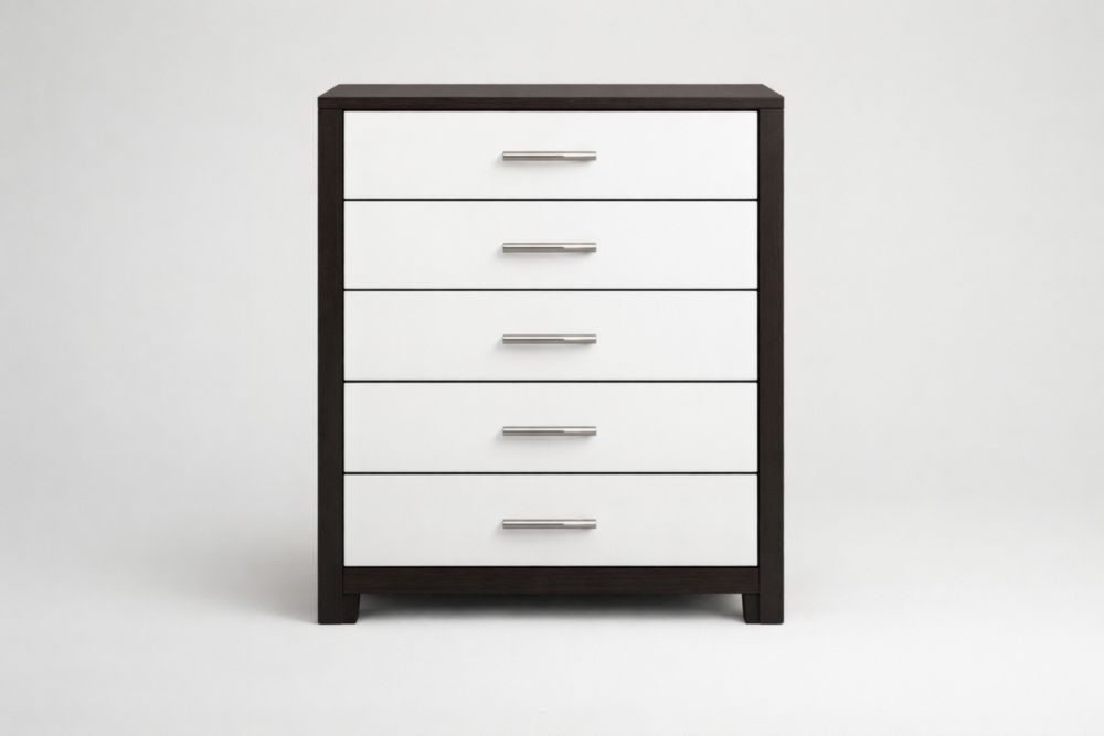 5-Drawer MDF Dresser Brown/White