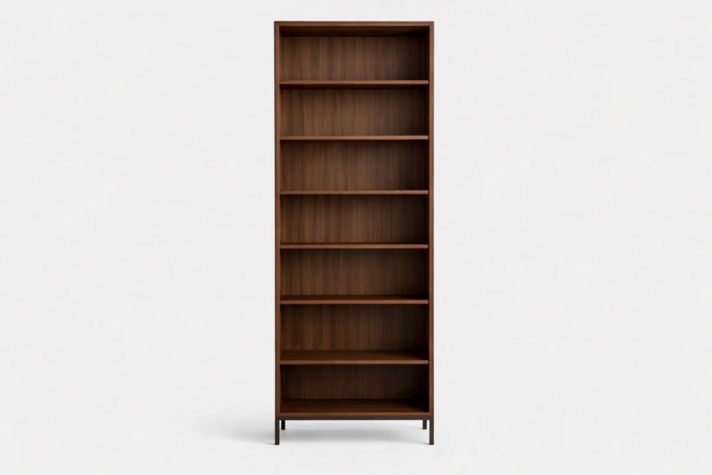 Wooden Bookshelf with 7 Shelves and Metal Legs