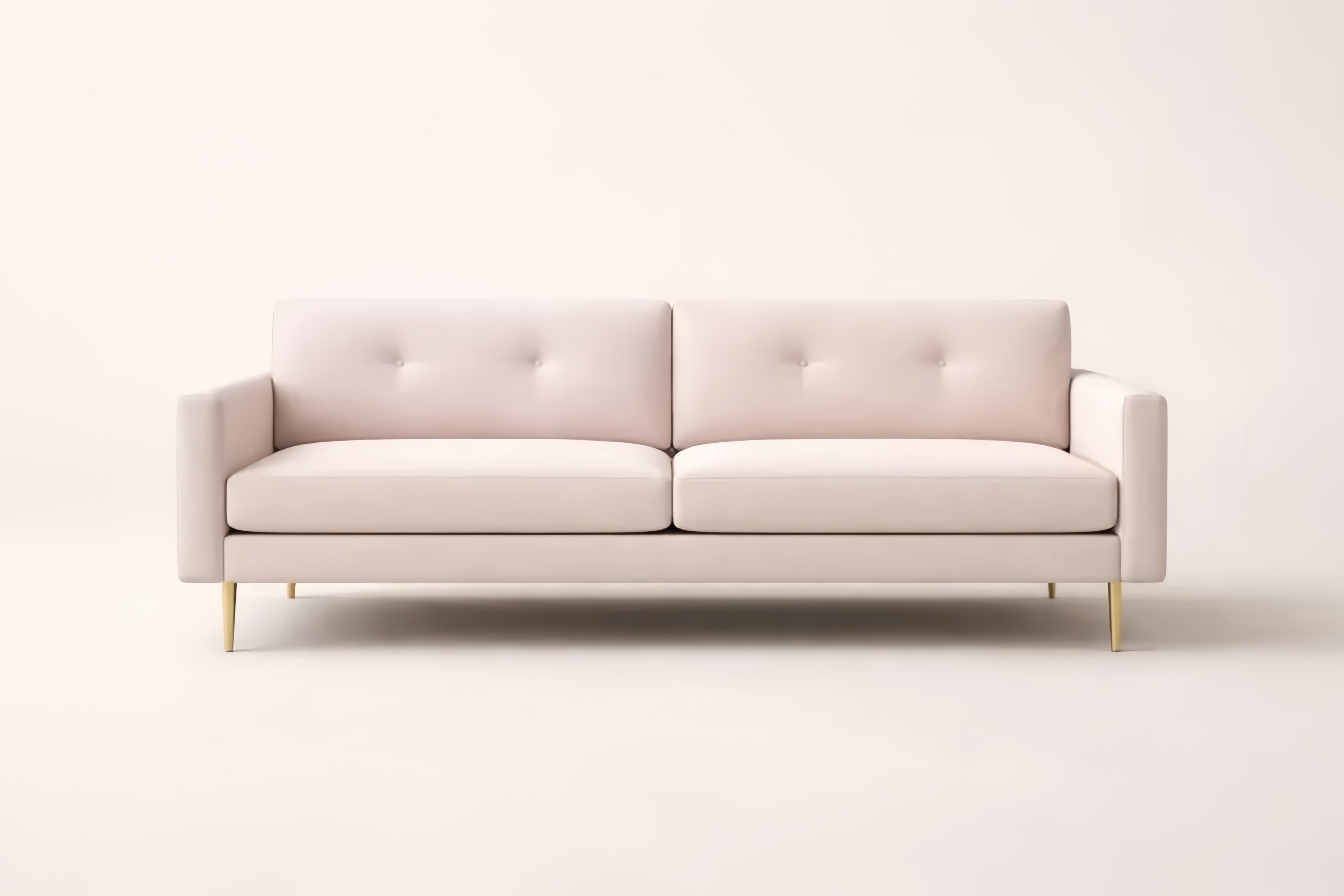 Pink Fabric Sofa with Button Tufting and Steel Legs