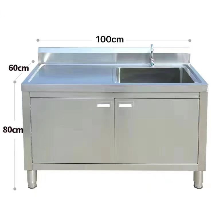 Free shipping commercial double-tank stainless steel sink cabinet with drainage, double-star vegetable washing sink, hand-washing sink, dishwashing sink, and workbench