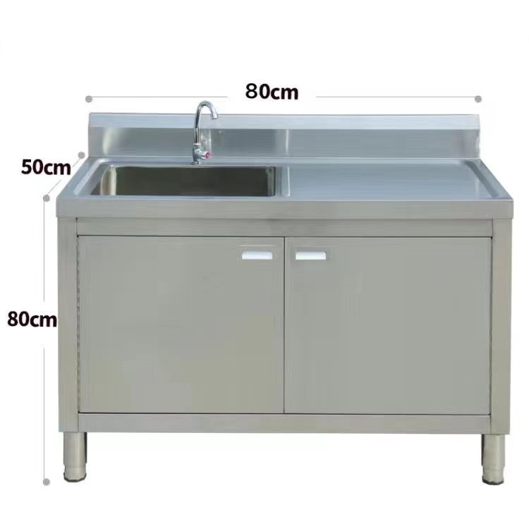 Free shipping commercial double-tank stainless steel sink cabinet with drainage, double-star vegetable washing sink, hand-washing sink, dishwashing sink, and workbench
