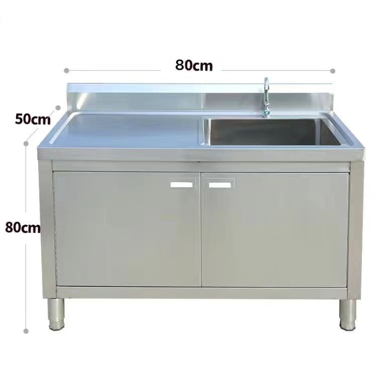 Free shipping commercial double-tank stainless steel sink cabinet with drainage, double-star vegetable washing sink, hand-washing sink, dishwashing sink, and workbench
