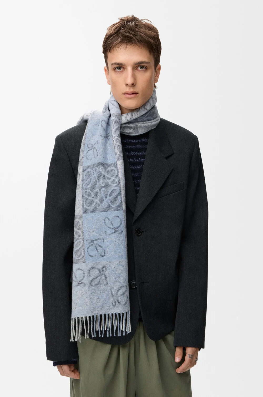 チェッカーボード スカーフ（ウール＆カシミヤ）