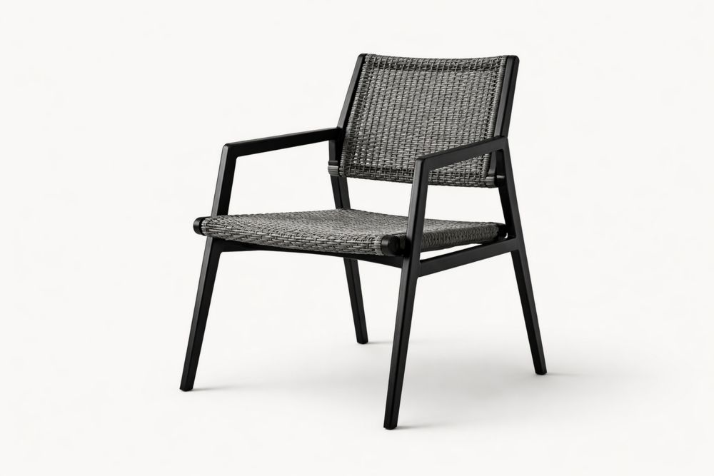 Black Patio Armchair with Aluminum Frame and Resin Seat 75cm x 60cm x 85cm (H × W × D)