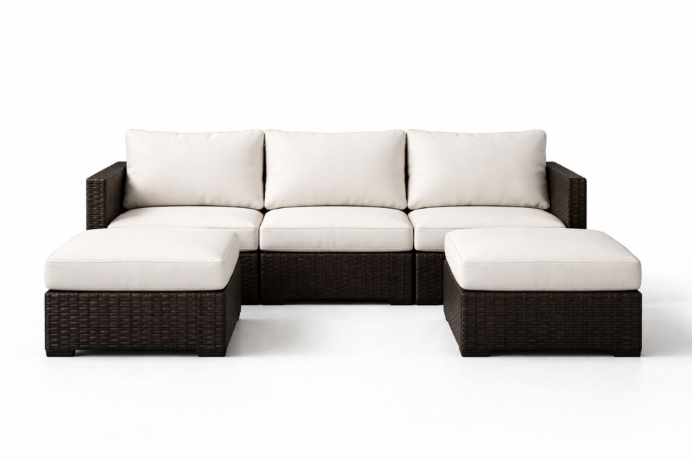 PE Rattan Outdoor Sectional Sofa Set with Cushions White