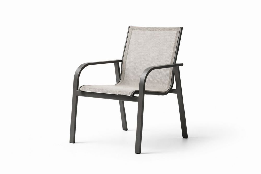 Outdoor Lounge Chair with Textilene Fabric and Aluminum Frame Depth 72 cm