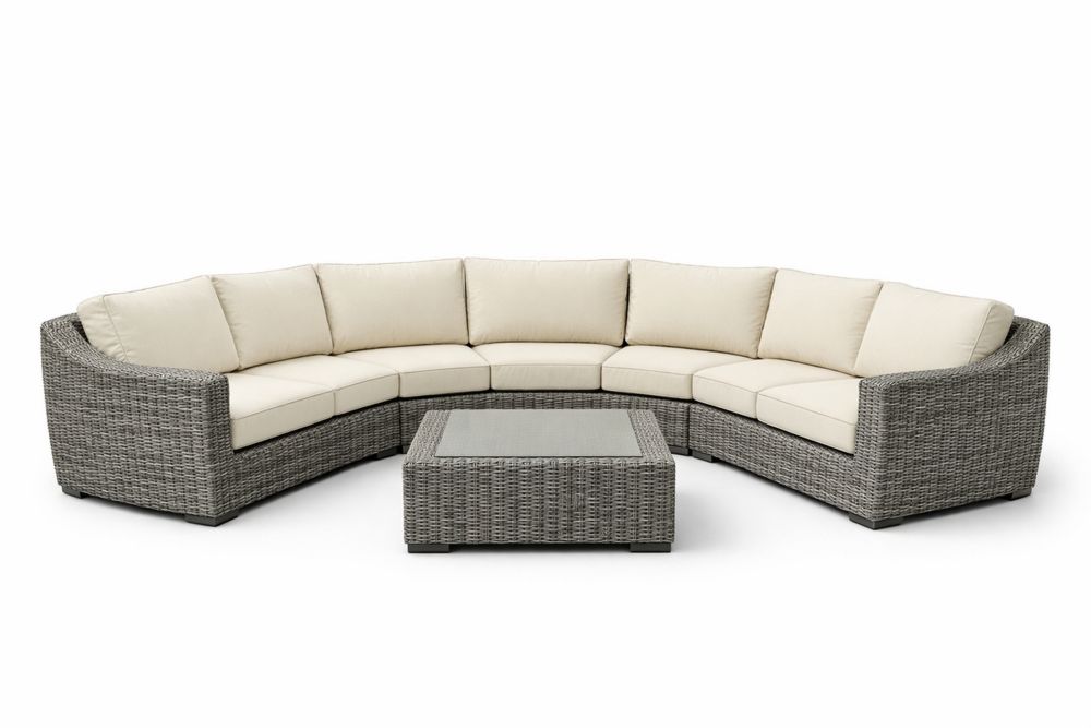 Outdoor Wicker Sectional Sofa Set with Cushions and Coffee Table