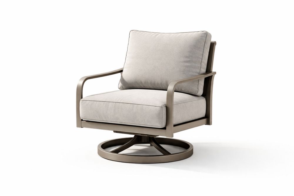 Patio Swivel Armchair with Aluminum Frame and Polyester Cushions
