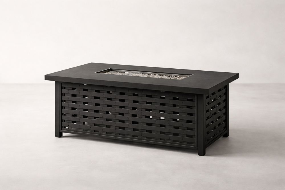 Rectangle Black Aluminum Outdoor Fire Pit Table