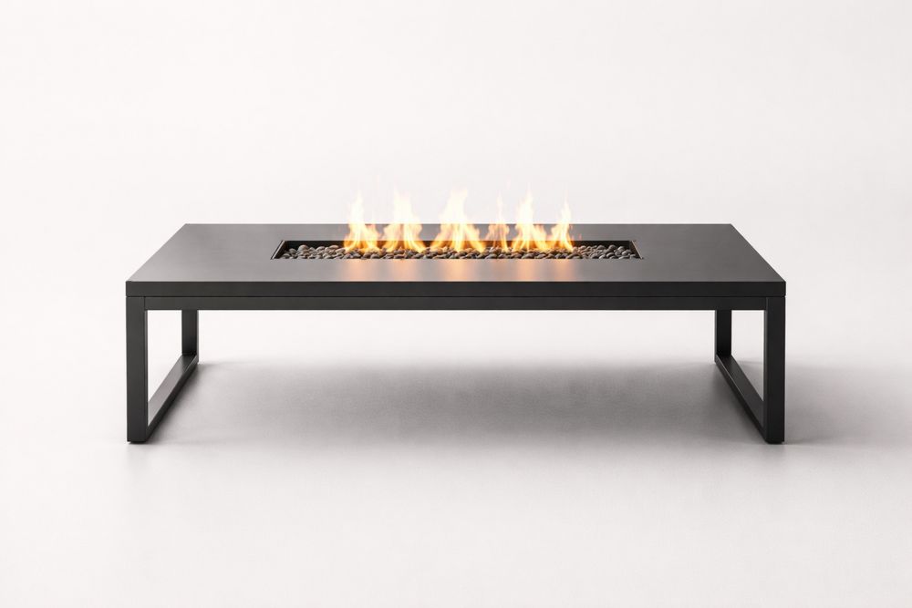 Rectangular Aluminum Outdoor Fire Pit Table Black