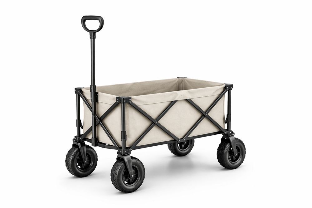 Collapsible Utility Wagon with Steel Frame and Rubber Wheels