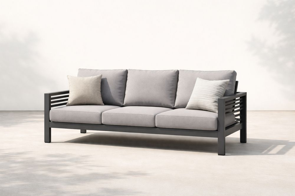 Outdoor Aluminium Frame Sofa with Gray Cushions