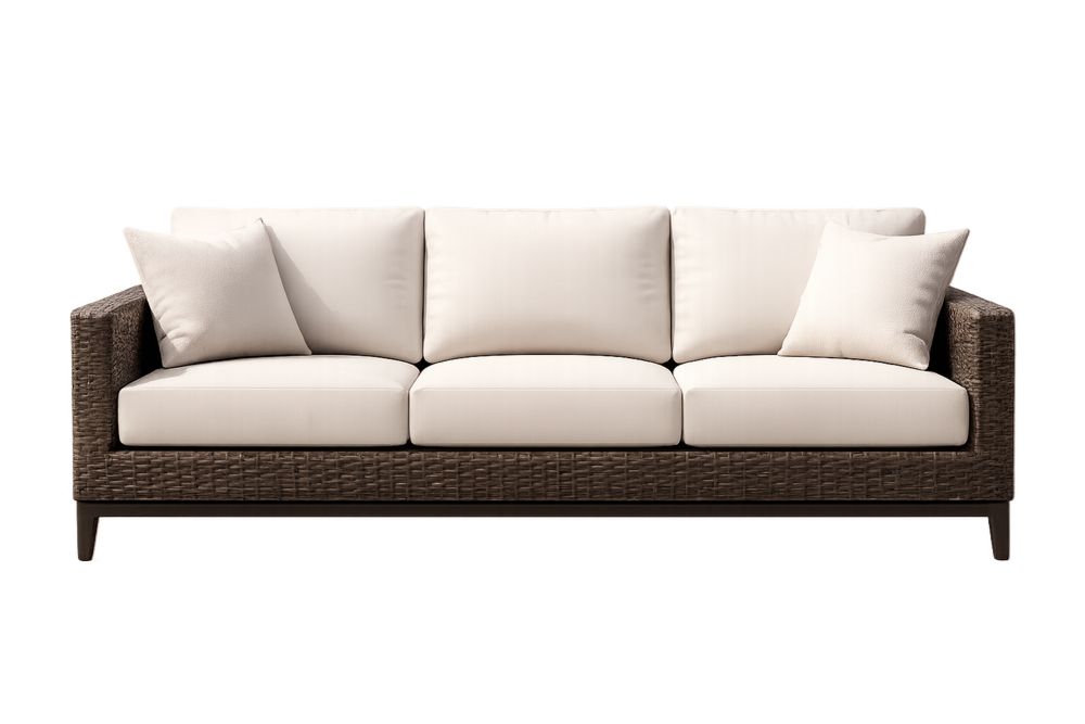 Outdoor Wicker Sofa with Polyester Cushions