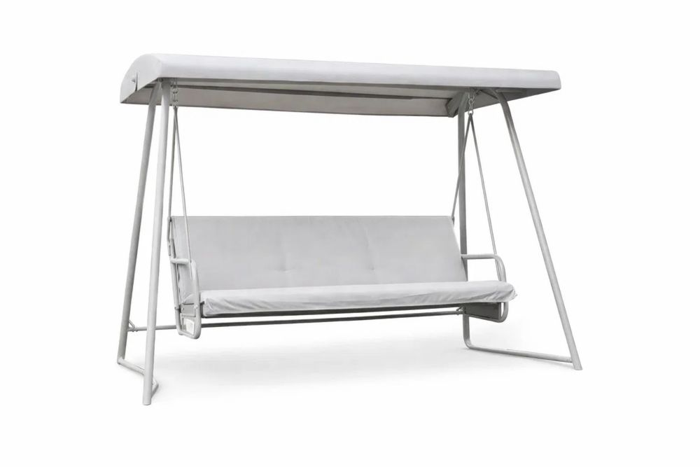 Outdoor Swing Chair with Canopy Steel Frame Polyester Cushion Gray