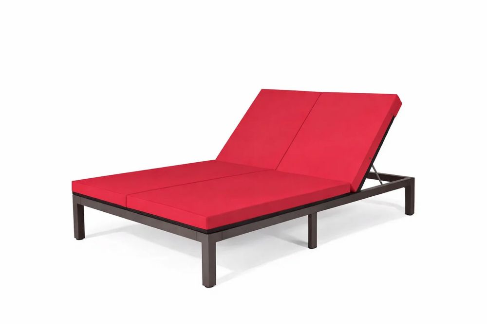 Adjustable Outdoor Chaise Lounge Red aluminum Frame