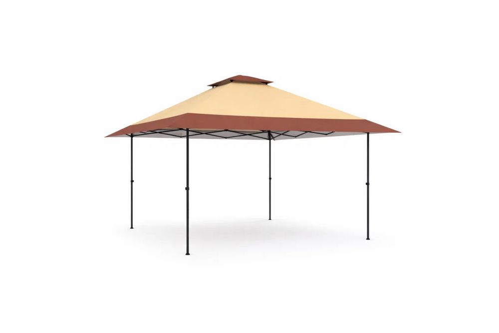 Outdoor Gazebo Canopy Tent Beige/Brown Steel Frame Waterproof Polyester 300cm x 300cm x 260cm