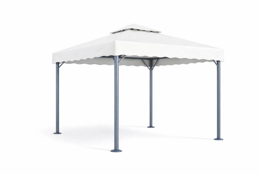 Outdoor steel Frame Gazebo with Polyester Canopy 300cm x 300cm x 260cm White