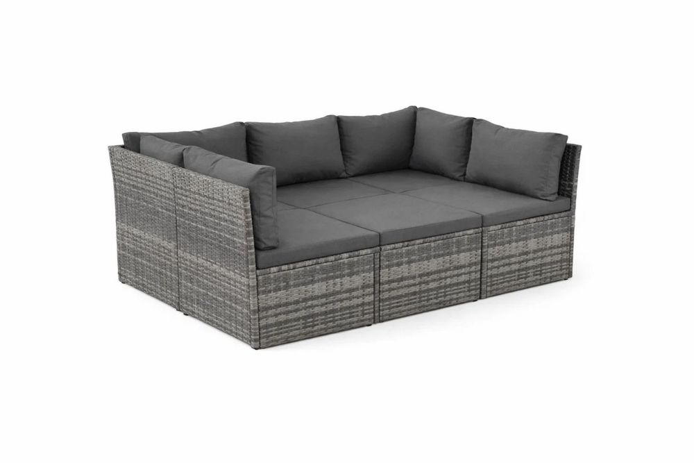 Outdoor Patio Sofa Set Wicker Rattan Sectional with Grey Cushions