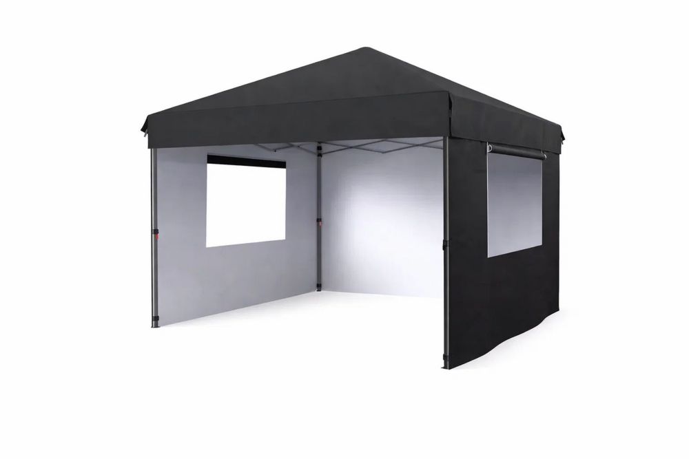 Black Polyester Steel Frame Pop-Up Gazebo Outdoor Tent