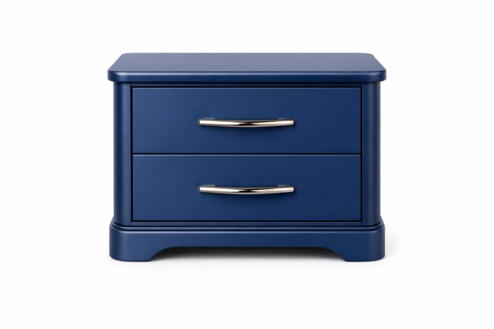 Blue Wooden Nightstand with Metal Handles, 50x40x50cm