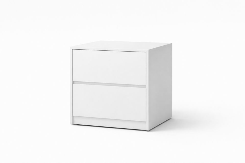 White MDF 2-Drawer Nightstand