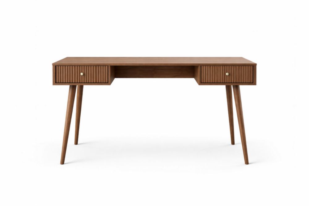 Walnut Writing Desk with Two Drawers and Angled Legs 120cm