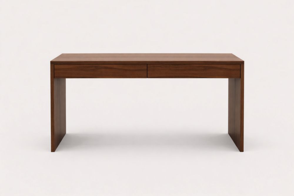 Walnut Wood Desk with Two Drawers 120cm
