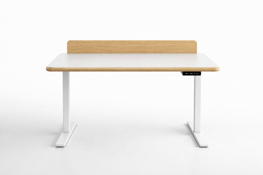 Adjustable Height Desk with White Oak Laminate and Steel Legs 120x60 cm