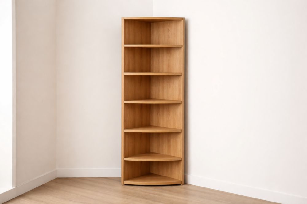 6-Tier Corner Bookcase Engineered Wood Natural Finish