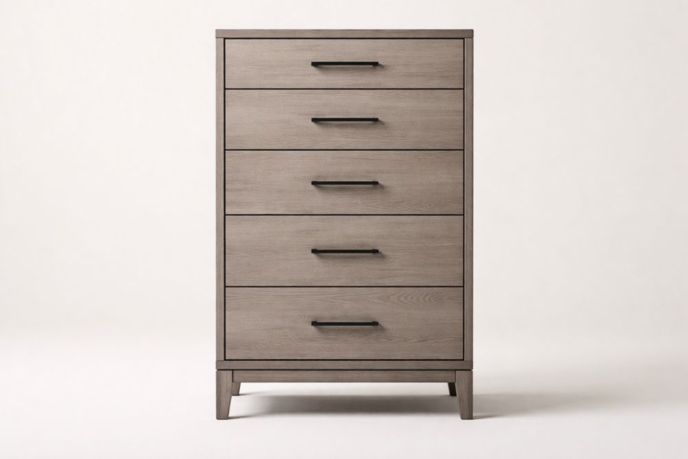 Wooden Five-Drawer Chest Ash Gray
