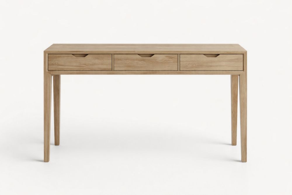 Wooden Desk with 3 Drawers Oak Finish 120x60x75 cm