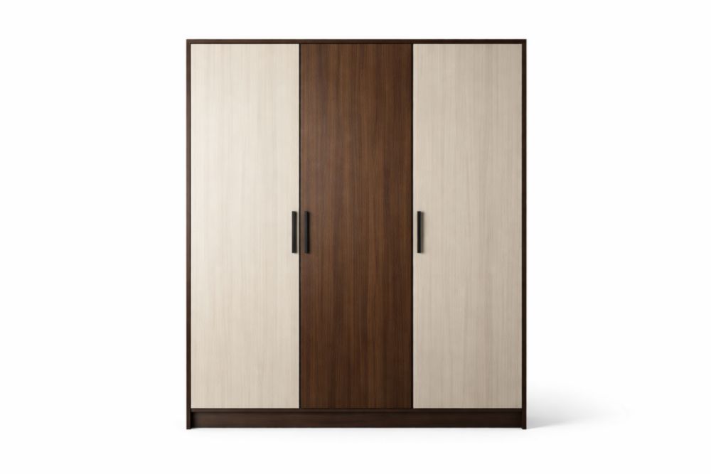 Three-Door Wardrobe Wood Brown/Beige